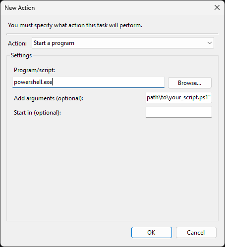 Scheduled task action